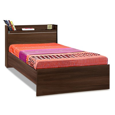 Cherry Single Bed With Headboard Shelf Acacia Dark